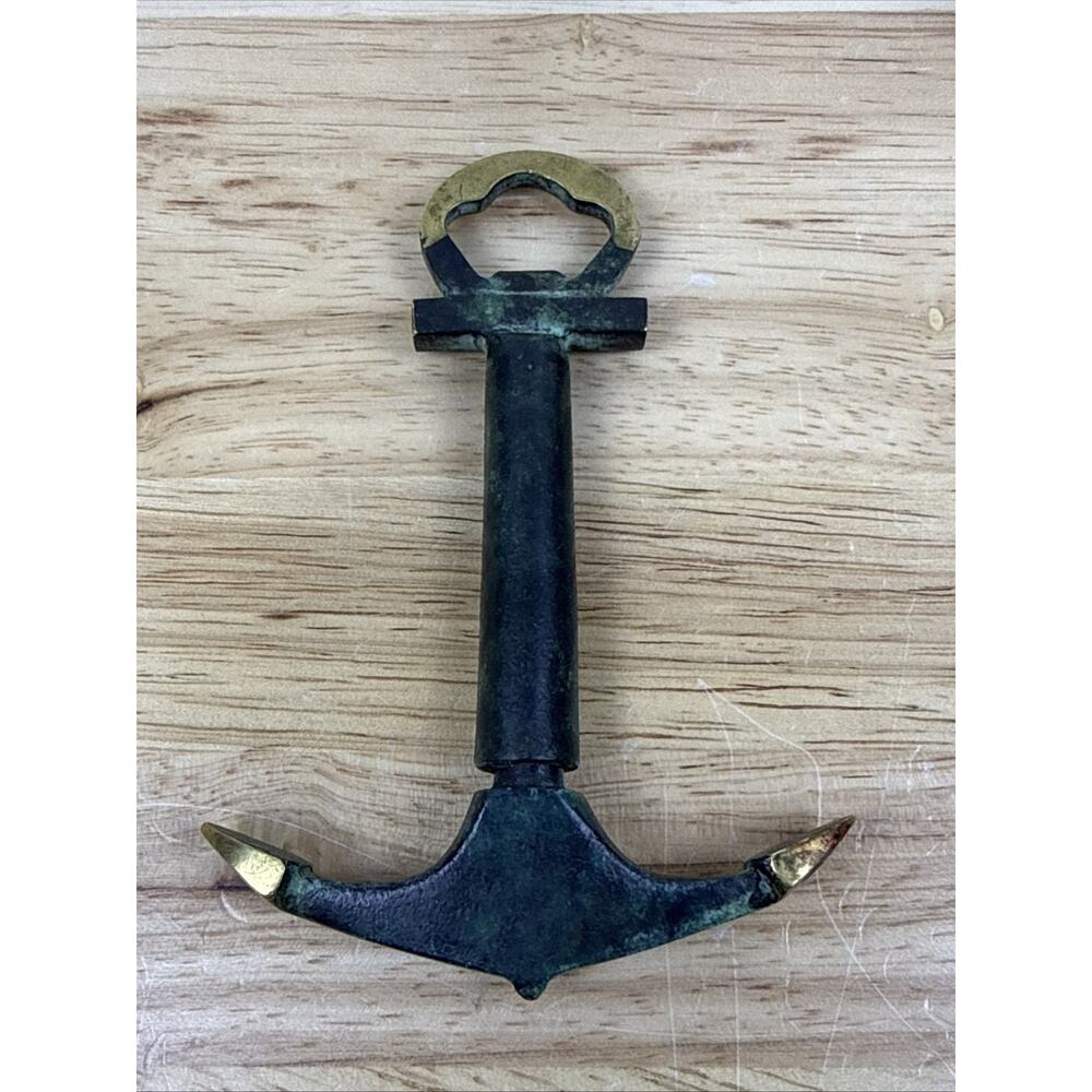Vintage Antique Style Brass Boat Anchor Wine Corkscrew Beer Bottle Opener